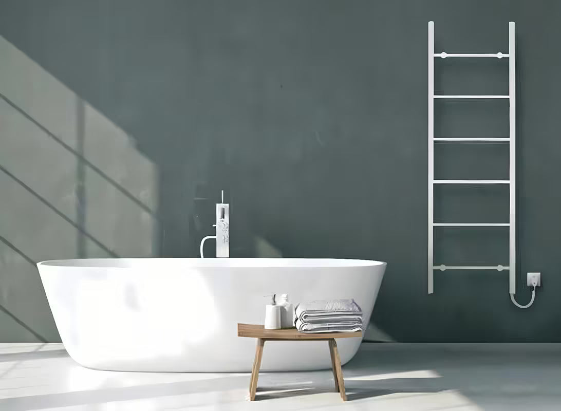 Električni sušilnik za brisače Hopa Primavera 112x40 cm u bijeloj mat boji s okruglim profilima