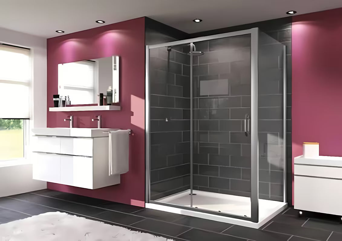 Drsno tuš vrata Hüppe Next 100x90 cm u sjajnom kromu s prozirnim staklom bez dekora