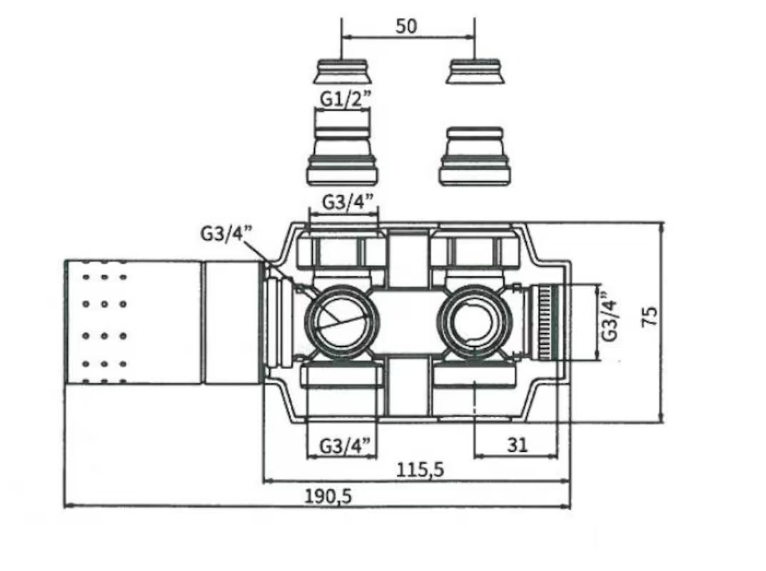 Univerzalni termostatski ventil Isan Chrome pro radiatorji s sredinskim priključkom in razmakom 50 mm
