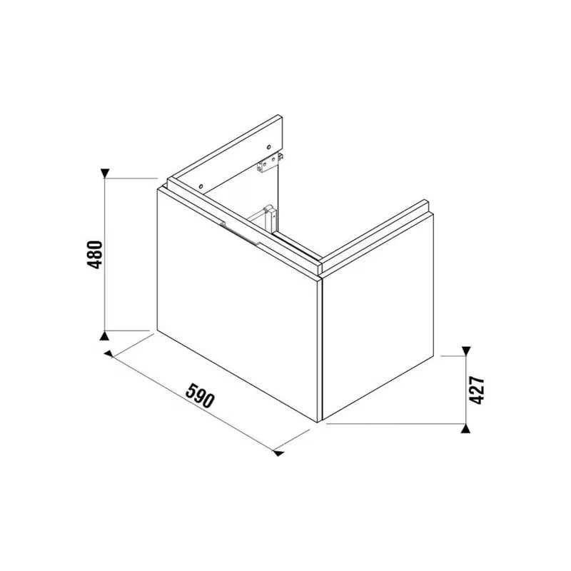 Bijeli viseča omarica pod umivalnikom Jika Cubito 59x42,7x48 cm s ladicom s punim izvlačenjem