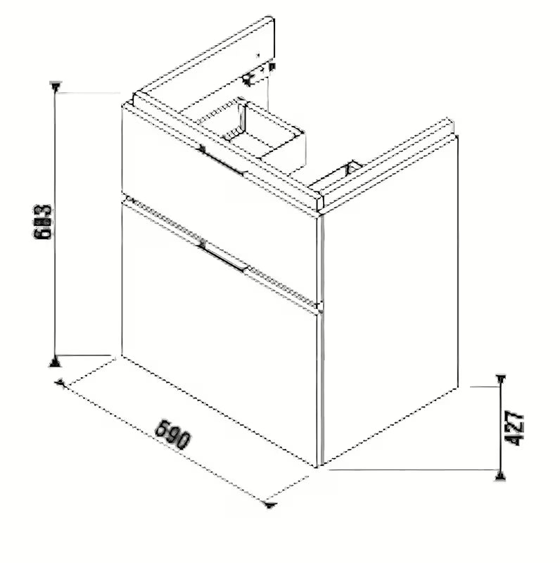 Bijeli viseča omarica pod umivalnikom Jika Cubito s dvije ladice, dimenzija 59x43,1x68,3 cm.