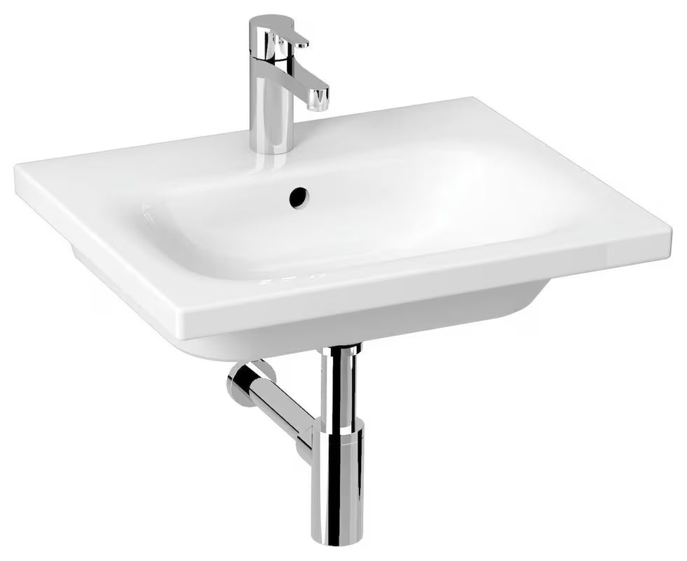 Bel viseče keramični umivalnik Jika Mio-N 55x45 cm z odprtino pro za armaturo na sredini