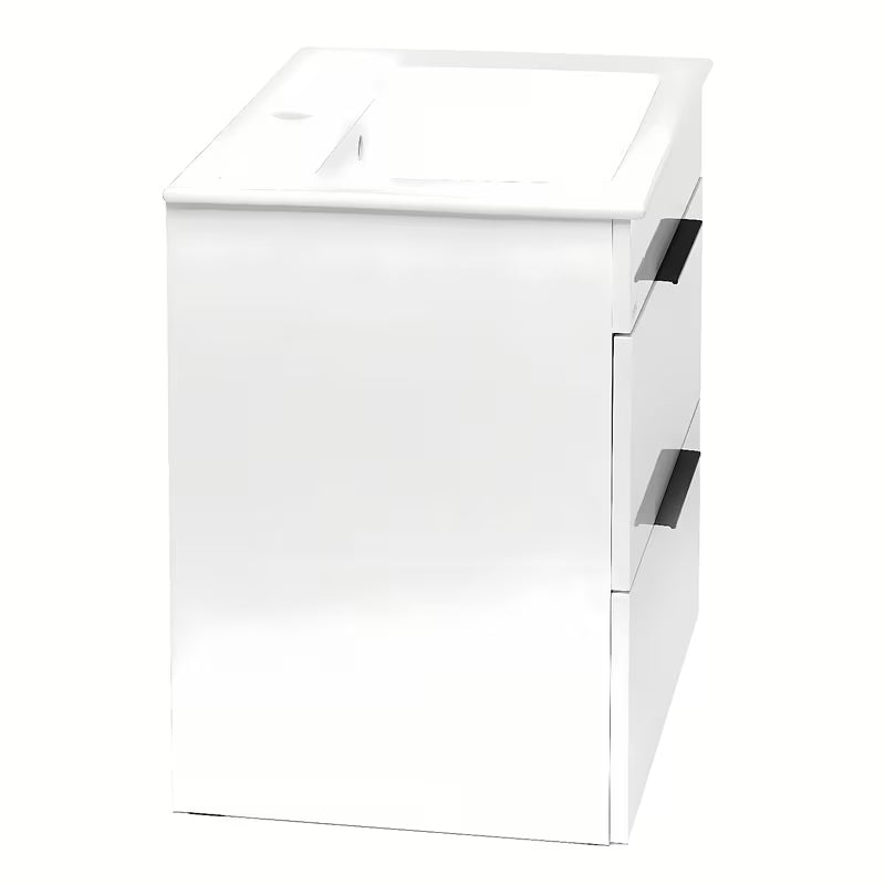 Bela omarica viseča s keramičnim umivalnikom Jika Plan s predali s polnim izvlekom