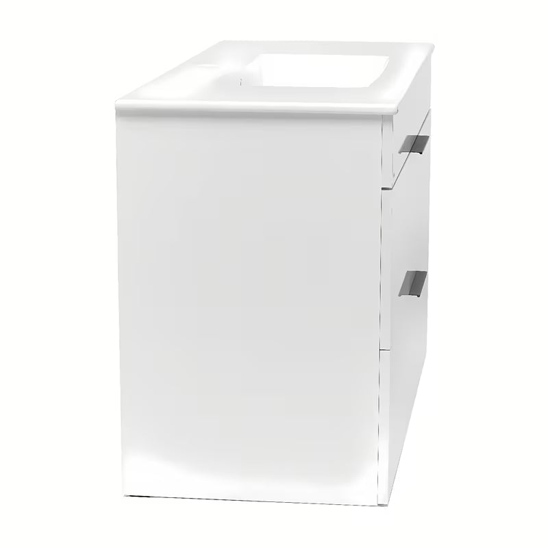 Bijeli viseča ormarić Jika Plan s keramičkim umivaonikom i ladicama s punim izvlačenjem