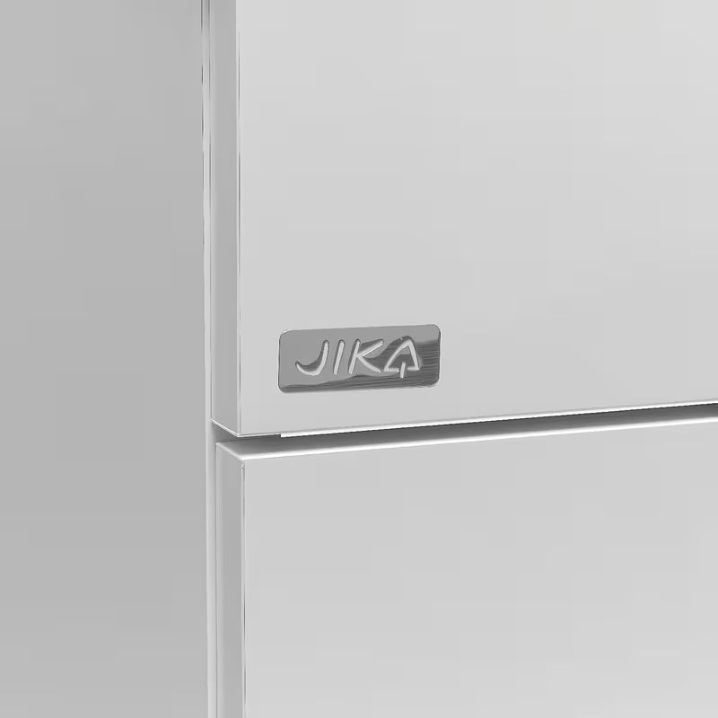 Bijeli viseča ormarić Jika Plan s keramičkim umivaonikom i ladicama s punim izvlačenjem