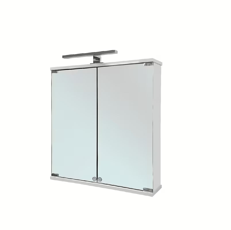 Bela omarica z ogledalom Jokey Kandi 60 x 69 cm s steklenimi vratci in LED točkovno osvetlitvijo