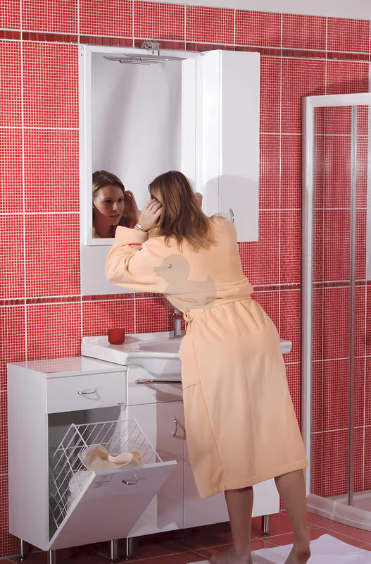 Bijela kopalniška omarica Keramia Pro s uklonjivom žičanom košarom za rublje