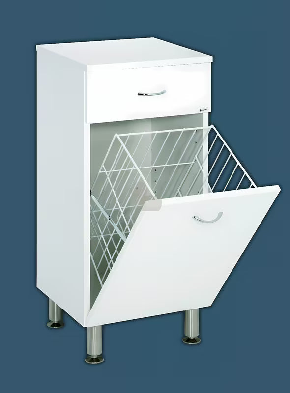 Bijela kopalniška omarica Keramia Pro s uklonjivom žičanom košarom za rublje