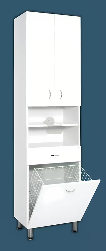 Keramia Pro bijela kopalniška omarica visokog sjaja s uklonjivom košarom za rublje