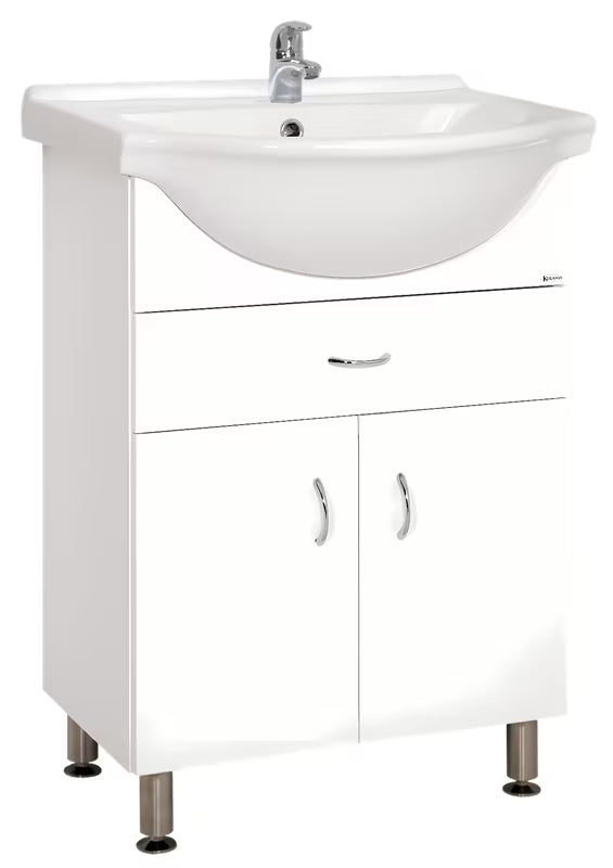 Bijeli kopalniška omarica Keramia Pro s umivaonikom, jednom ladicom i dvoja vrata