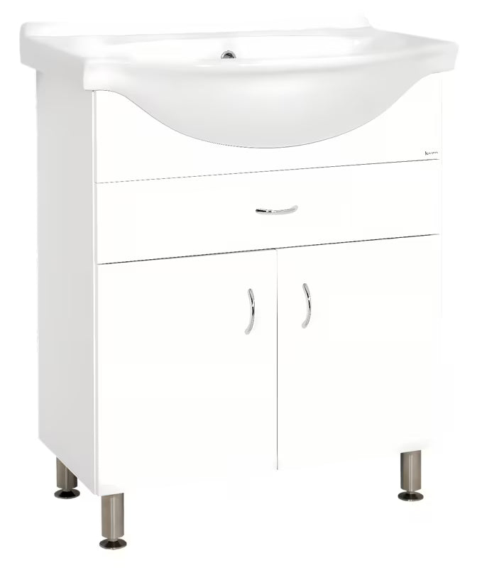 Keramia Pro kopalniška omarica s keramičkim umivaonikom 70x56x85 cm u bijelom sjaju s nožicama