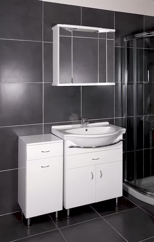 Keramia Pro kopalniška omarica s keramičkim umivaonikom 70x56x85 cm u bijelom sjaju s nožicama