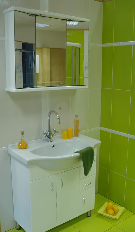 Bijela kopalniška omarica Keramia Pro s keramičkim umivaonikom