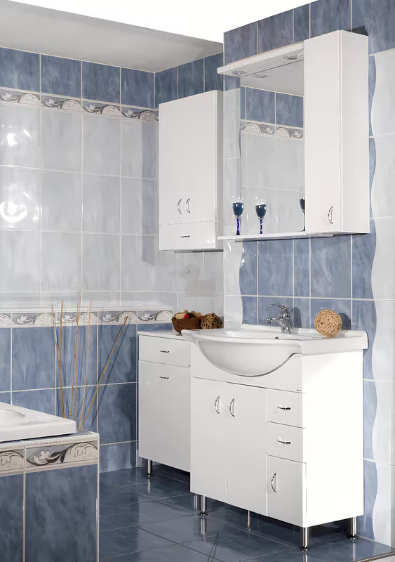 Bijela kopalniška omarica Keramia Pro s keramičkim umivaonikom