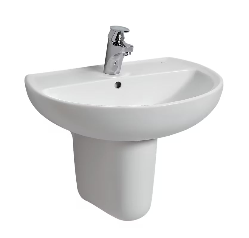 Beli viseče ovalni umivalnik Kolo Rekord 50 x 41 cm z odprtino pro za armaturo na sredini