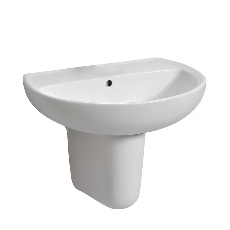 Bijeli ovalni viseči umivalnik Kolo Rekord brez odprtine za armaturo, dimenzije 55x42 cm.