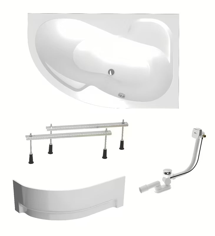 Desna asimetrična akrilna kada Laguna Fortuna Plus 170x100 cm s prednjom i bočnom oblogom