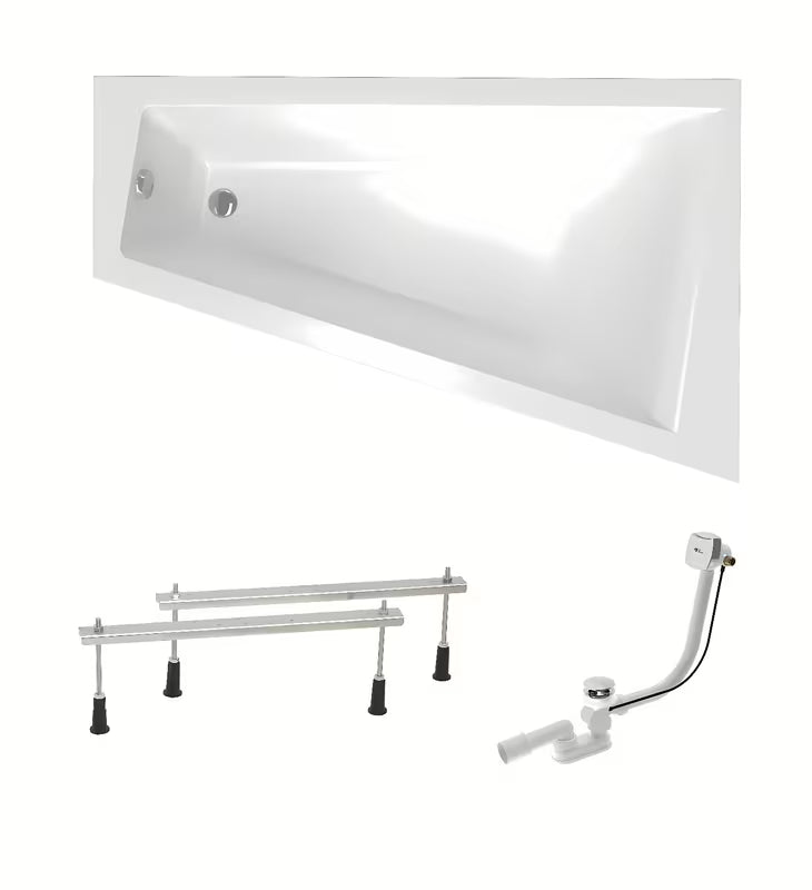 Desna asimetrična akrilna kad Laguna Idea Plus 160 x 100 cm s prelivom