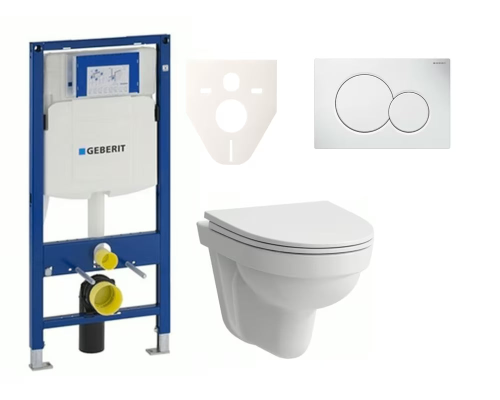 Viseči WC set Laufen Pro Nordic z modulom Geberit Duofix in belim splakovalnim gumbom