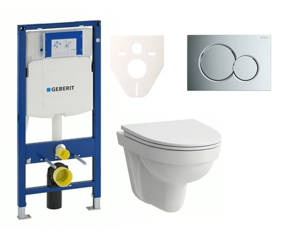 Viseči WC set Laufen Pro Nordic s modulom Geberit Duofix, sjedalom mehko Zapiranje Soft Close i kromiranom tipkom
