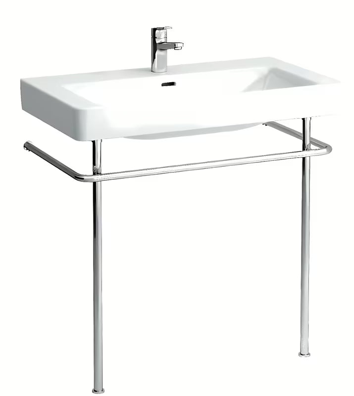 Pohištveni umivalnik Laufen Pro S 85x46 cm od sjajne bijele keramike s otvorom pro slavinu u sredini.