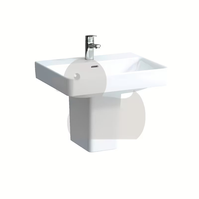 Bijeli viseče keramički umivaonik Laufen Pro S otvorom pro za slavinu u sredini, 60x46,5 cm.