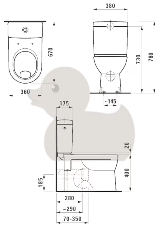 Bijela stoječa WC školjka kombi WC školjka Laufen Pro s ravnim ispiranjem i odvodom Vario