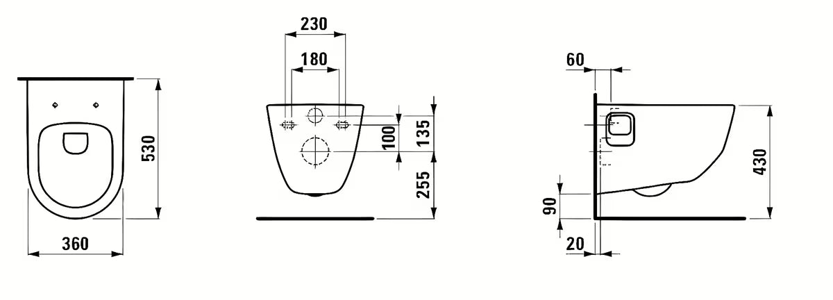 Bijeli viseča WC školjka Laufen Pro brez splakovalnega kroga sa stražnjim odvodom