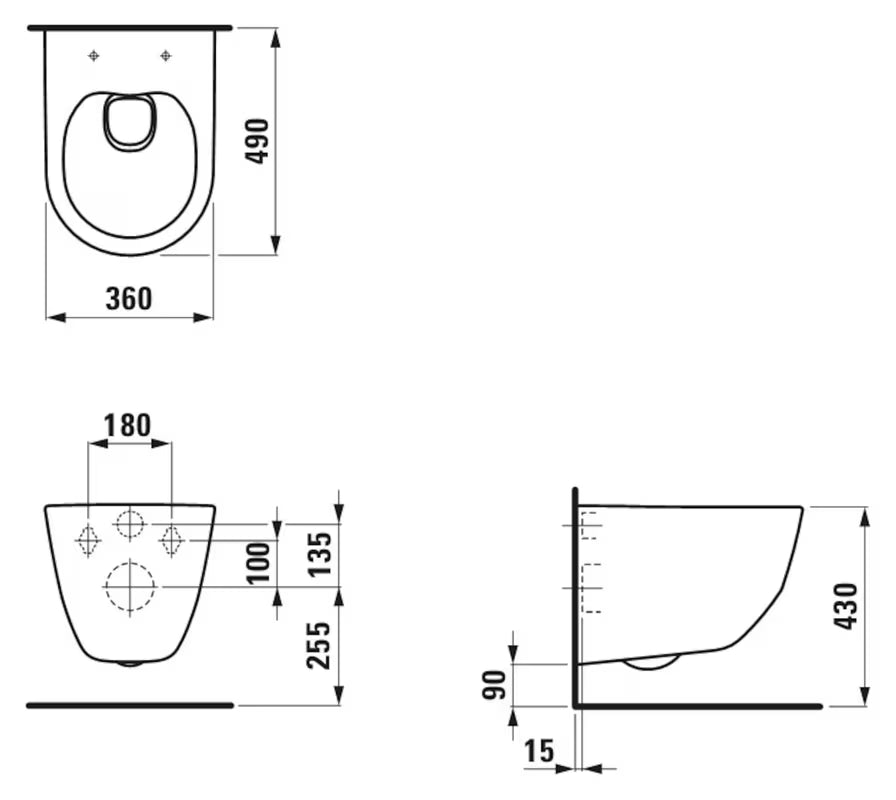 Bijeli viseča WC školjka Laufen Pro brez splakovalnega kroga sa skrivenim pričvršćenjem EasyFit 2.0.