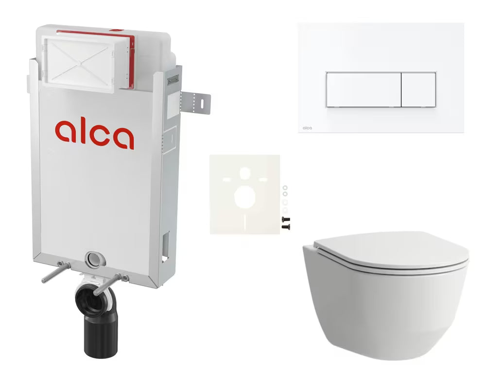 Viseči WC set Laufen Pro za vgradnjo s splakovalnikom Alca pro sodobno kopalnico