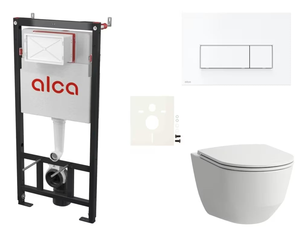 Viseči WC set Laufen Pro s podometnim splakovalnikom Alca in sedežem iz duroplasta