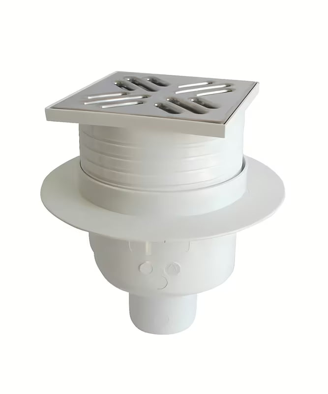 Praktičen spodnji nerjavni talni sifon Multi v krom videzu, premer 50 mm.