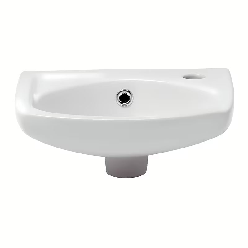 Bel keramični umivalnik Multi 35x28 cm z odprtino za pro armaturo na desni