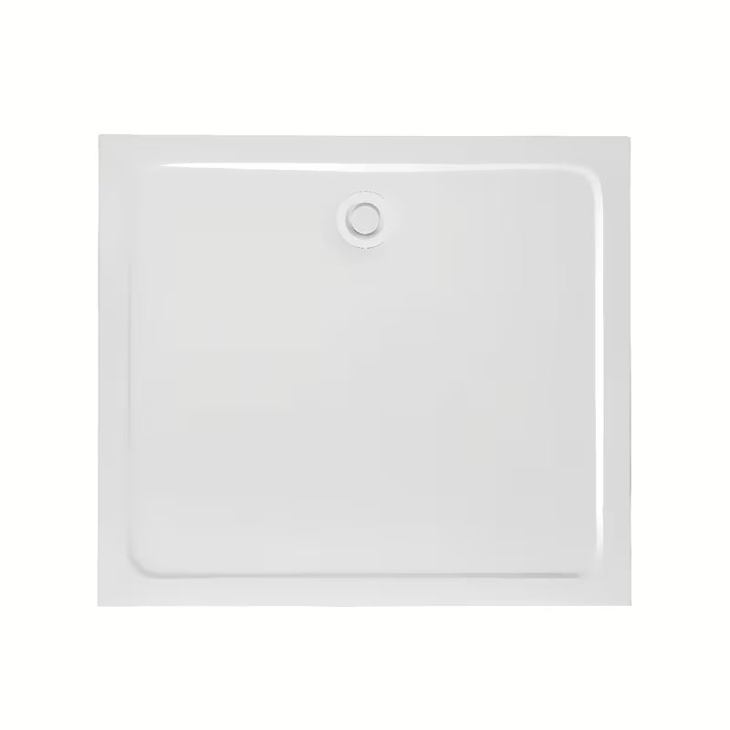 Bijeli dizajnerski sifon za tuš kadu s pokrovčkom, koji ne strši iznad površine kade.