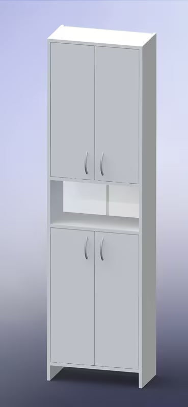 Visoka kopalniška omarica Multi Praxis od bijelog laminata s dvije police.