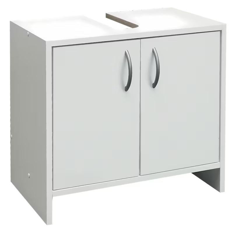 Bijela univerzalna omarica pod umivalnikom Multi Praxis pro za prekrivanje sifona i odlaganje higijenskih potrepština.