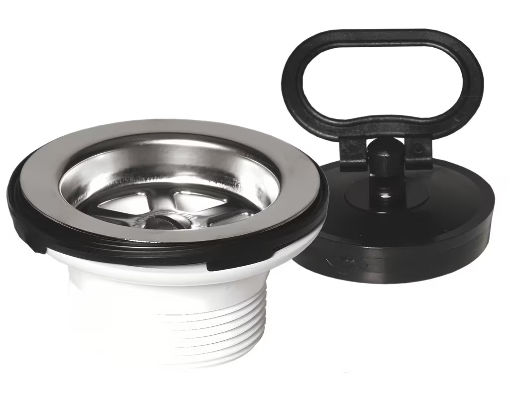 Kromirani odtok za kuhinjsko pomivalno korito Multi 6/4 s čepom