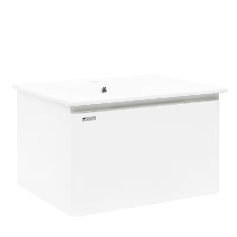 Viseča kopalniška omarica s keramičkim umivaonikom Naturel Ancona u sjajno bijelom dekoru