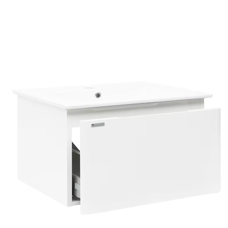 Viseča kopalniška omarica s keramičkim umivaonikom Naturel Ancona u sjajno bijelom dekoru