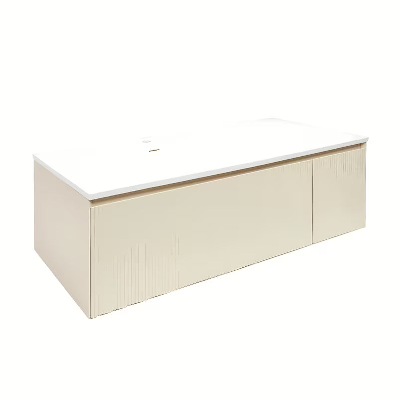 Viseča kopalniška omarica z umivalnikom Naturel Austen 120x35x52 cm v mat bež barvi