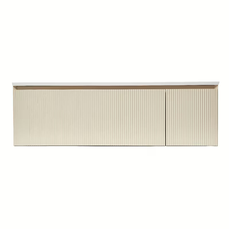 Viseča kopalniška omarica z umivalnikom Naturel Austen 120x35x52 cm v mat bež barvi
