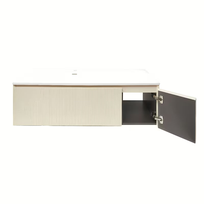 Viseča kopalniška omarica z umivalnikom Naturel Austen 120x35x52 cm u mat bež boji