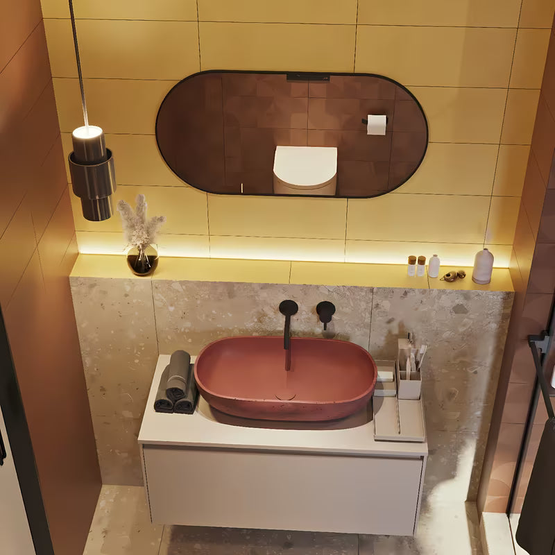 Ovalno ogledalo Naturel B-Way 60x120 cm u crnoj boji, s mogućnošću okomitog i vodoravnog postavljanja.