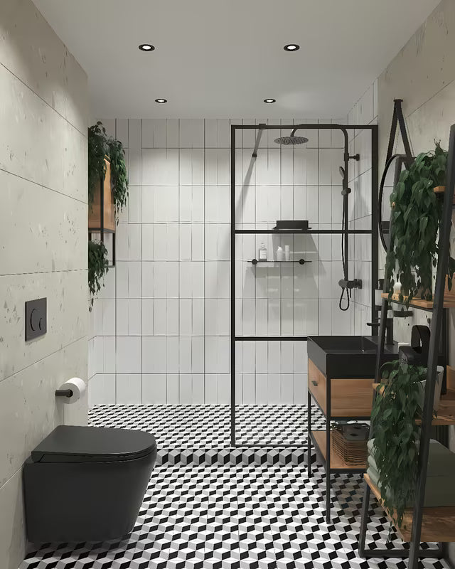 Stoječa regal Naturel Blackframe s črnim kovinskim okvirjem in MDF ploščo v dekorju javorja.