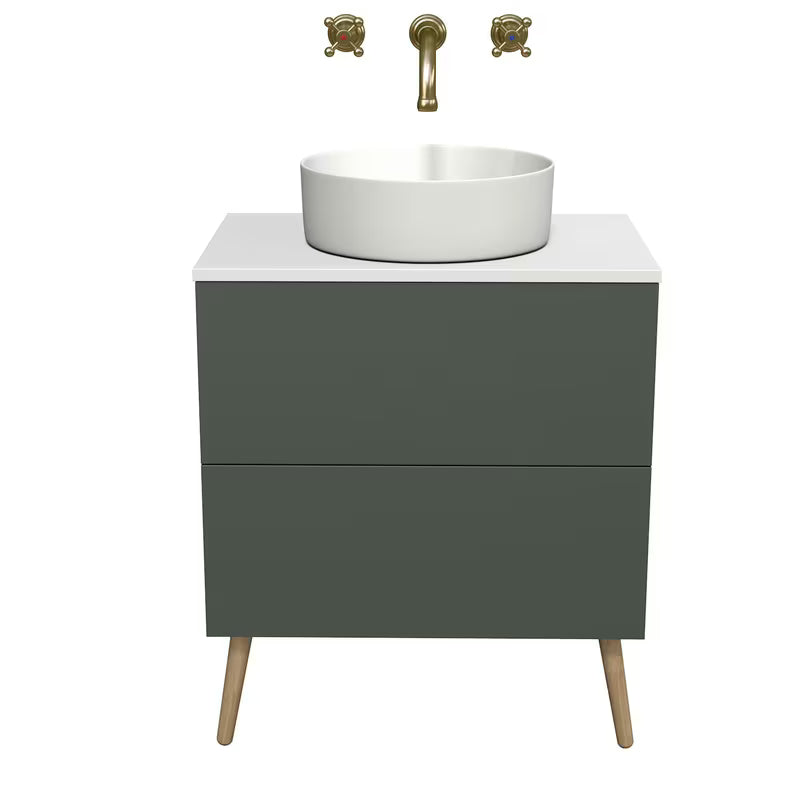 Viseča omarica pod umivalnikom Naturel Boho 60 cm u mat sivo-zelenoj boji s otvaranjem PushOpen.