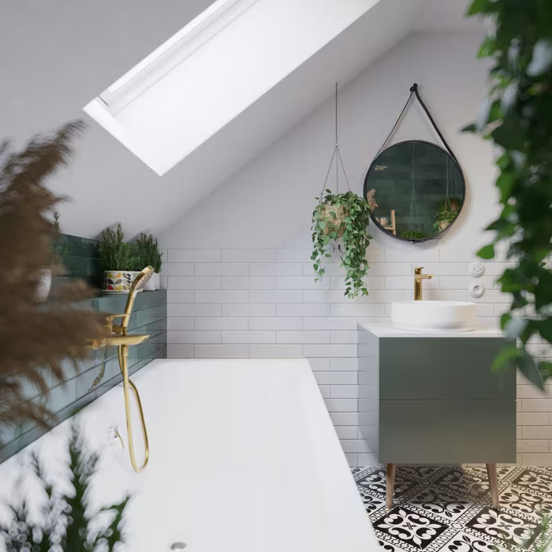 Viseča omarica pod umivalnikom Naturel Boho 60 cm u mat sivo-zelenoj boji s otvaranjem PushOpen.