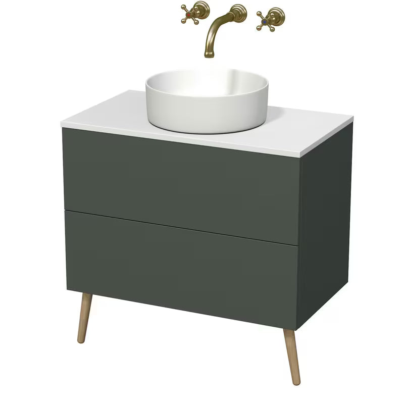 Viseča omarica pod umivalnikom Naturel Boho u mat sivo-zelenoj boji, dimenzija 80x76,1x45,5 cm.