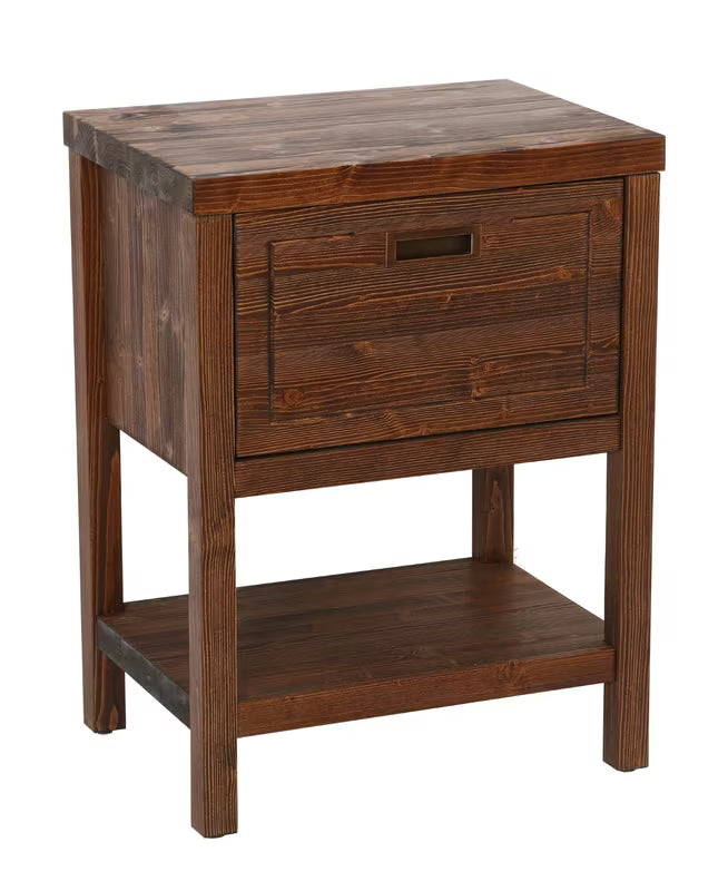 Kopalniška omarica Naturel Country iz masivne smreke z grobo krtačeno površino v odtenku palisander.