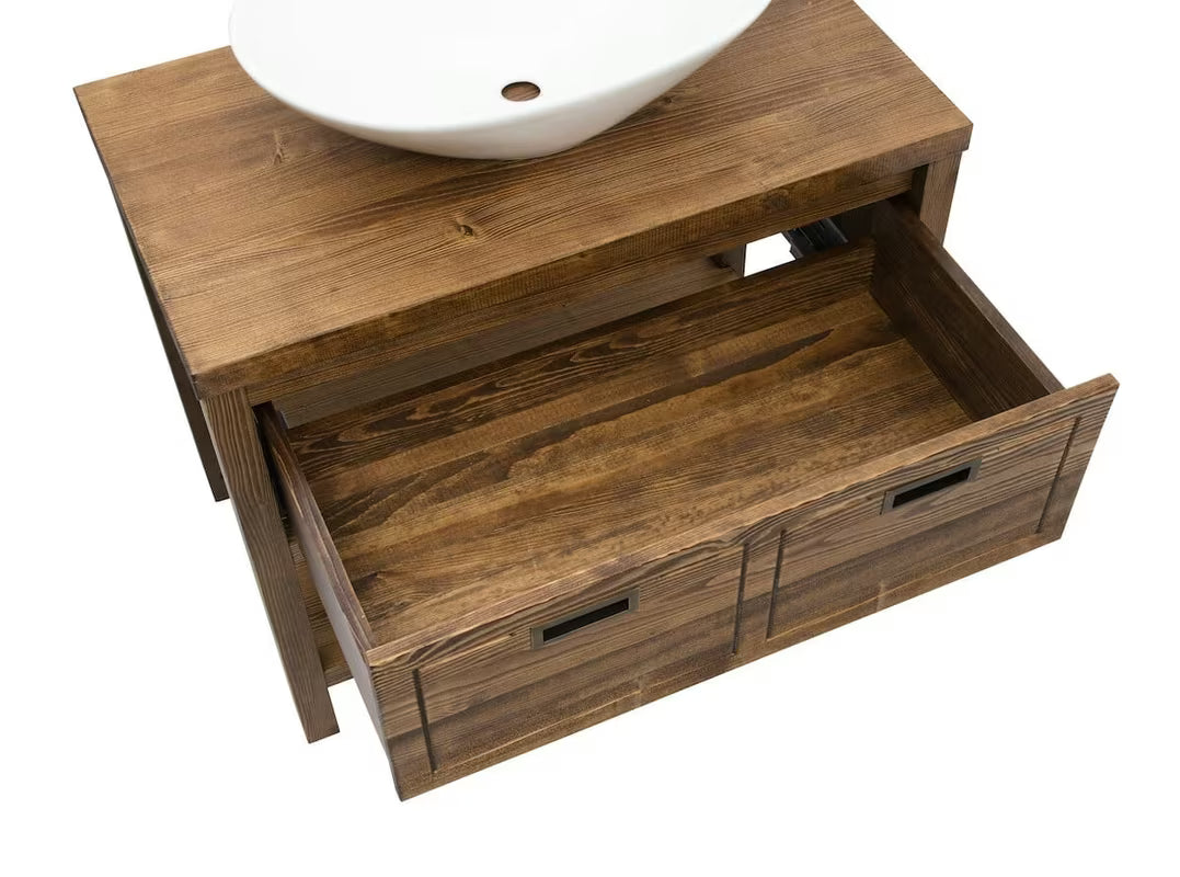 Naturel Country omarica pod umivalnikom na pult 90 cm od masivne smreke u nijansi palisander