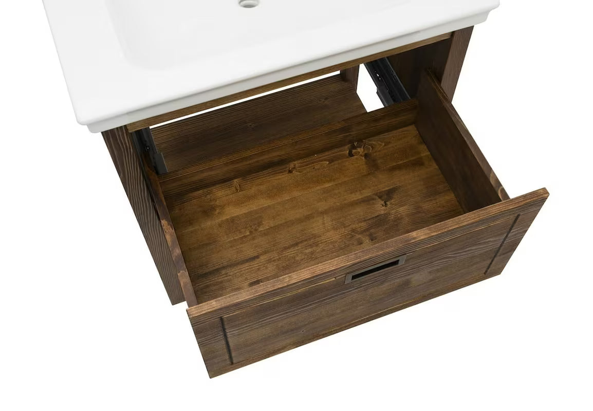 Omarica z umivalnikom Naturel Country u nijansi palisander od masivne smreke s četkanom površinom